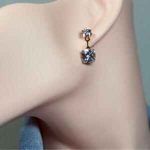 18K Gold Plated Stainless Steel Crystal Drop Earrings
